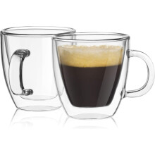 Espressokopjes van Italiaans glas, gemaakt van hoogwaardige materialen voor een comfortabele grip zonder waterkringen, en met een niet-poreus glazen