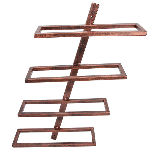 Rustic Wall Mounted Wine Rack Iron Bronze for 4 Bottles, Kitchen & Dining