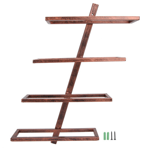 Rustic Wall Mounted Wine Rack Iron Bronze for 4 Bottles, Kitchen & Dining 1