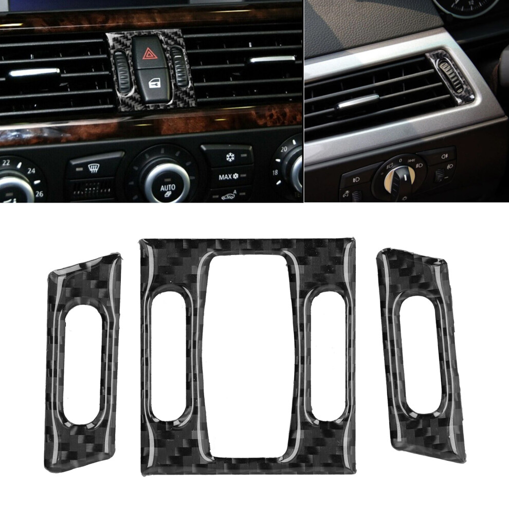 3Pcs Carbon Fiber Air Outlet Trim For 5 Series E60/E61 2004-2010 9301360234182