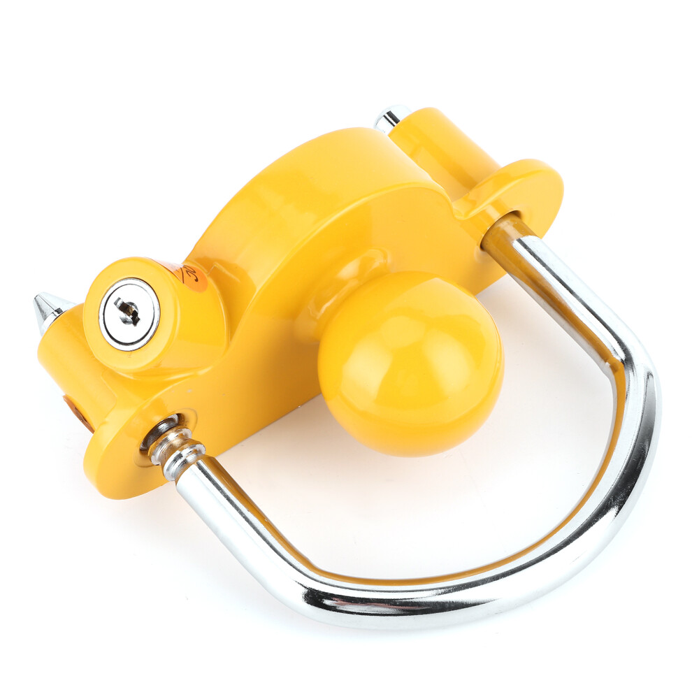 Universal Iron Trailer Lock Hitch Coupler Anti Theft Lock Yellow 4621360237736