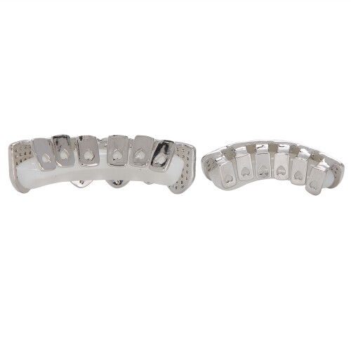 Silver Plated Copper Bling Teeth Set with Fixing Wax for Halloween Fun