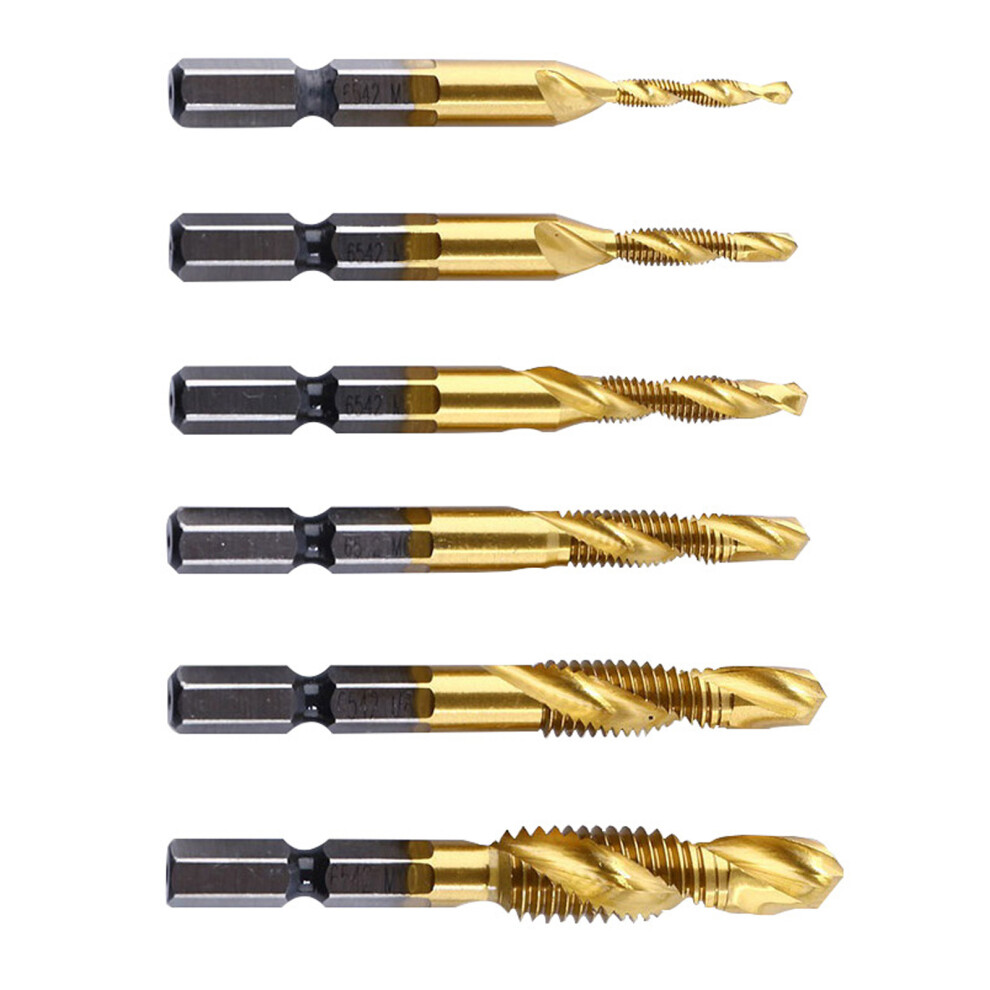 6Pcs High Speed Steel Composite Tap Drill And Tap Drill-Long 7754000318025