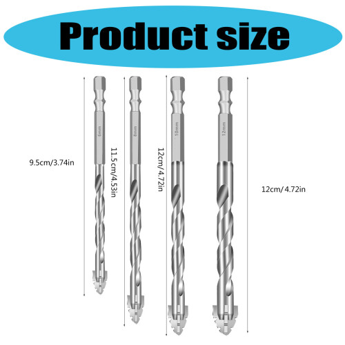 4Pcs High Precisions Eccentric Drill Bits for Glass Ceramic and 2