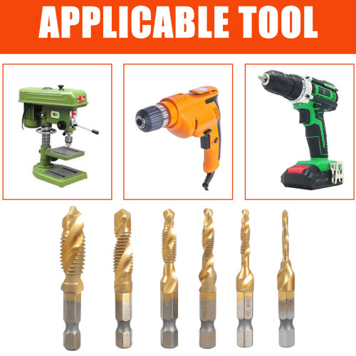 6Pcs High Speed Steel Composite Tap Drill and Tap Drill-Long 2