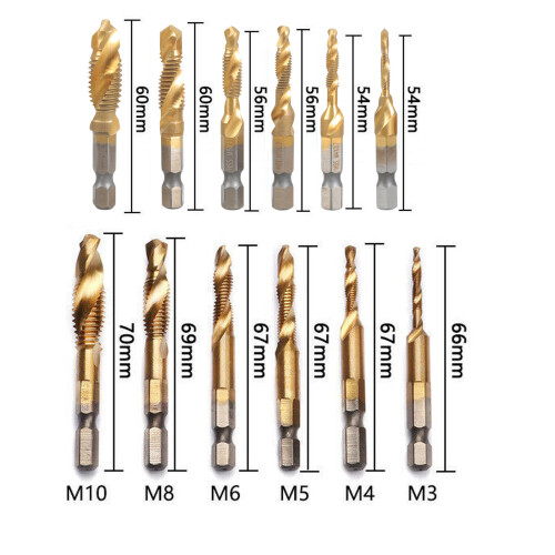 6Pcs High Speed Steel Composite Tap Drill and Tap Drill-Long 1