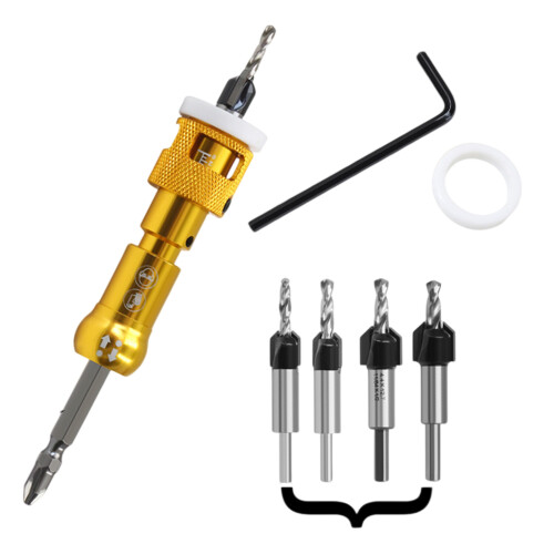 Countersink Drill Bit Assembly with Hex Shank and-7 piece set