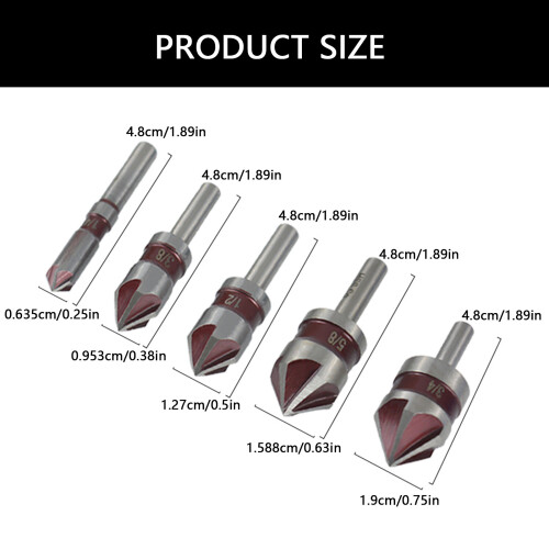 5pcs Chamfering Tool Set with 5% Cobalt Content and Round Shank 2
