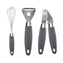 Köksverktyg Trio, Livsmedelskvalitetskvalitet i rostfritt stål med halkfria handtag, Ergonomisk design garanterar komfort vid användning, Manuell