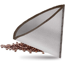 Filtre à café conique réutilisable, en acier inoxydable 304 à mailles fines, pliable et parfumé à la cire.