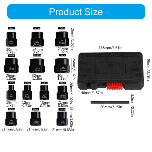 Heavy Duty 14Pcs/set Bolt Extractor Socket for Quick and 2