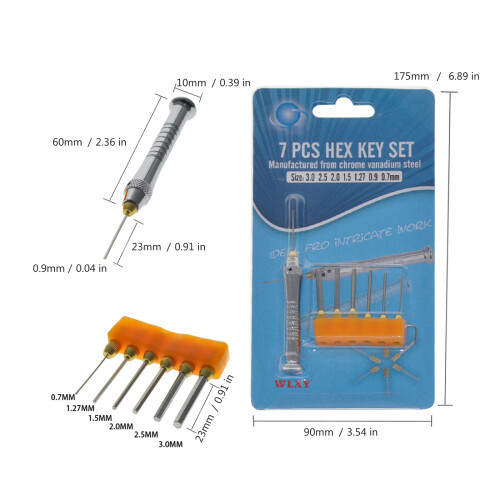 0.7-3.0mm Ergonomic Handle Changeable Head Hexagon Wrench Set 2