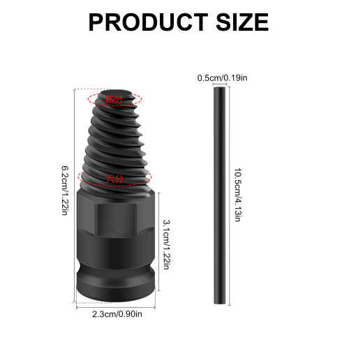 Carbon Steel Screw Extractor for Pipe Effective Stripped & 2