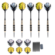 Darts Kit 12 Dart Flights Shafts Black Gold Copper Hard Tips