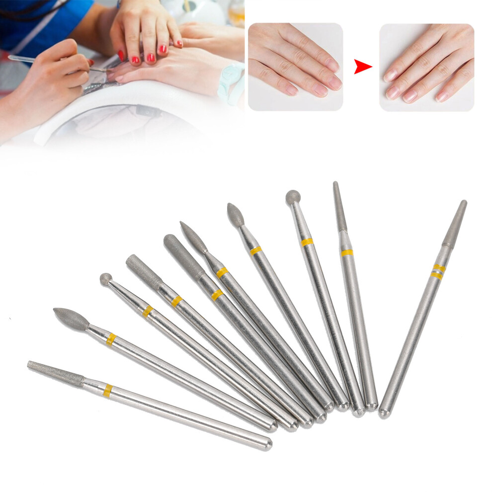 10Pcs Nail Drill Bits Milling Burr Set, Multi Shape for Manicure & Removal