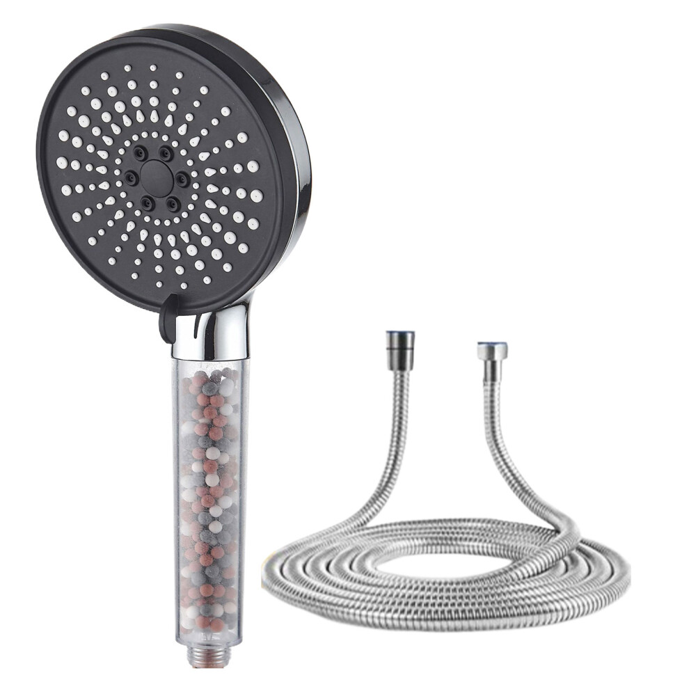 (Silver Black, With water pipe) Five Levels Water Outlet Adjustment Shower Filter For Improved Water-image-OPC-PMXDTGZ-NEW