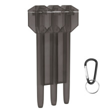 3-Sleeve Dart Storage Box ABS Case Portable with Aluminum Alloy Hook Black