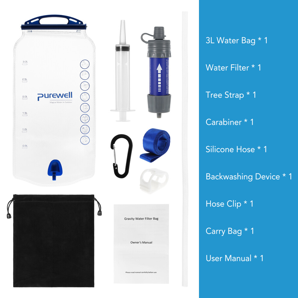 Water Filter Straw with Gravity Bag Purifier Camping Hiking Emergency-image-OPC-PMXFC57-NEW