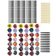 14G Safety Darts Bundle: 12Darts Shafts 42 Flights 100 Tips & Practice Tool