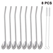 Elegant Long Spoons Straws, Drinking Reusable Stainless Steel For Various Cups And Glasses