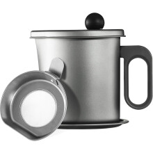 Fedtfilter og beholder i rustfrit stål til madlavning i køkkenet, spildsikkert design med varmebestandigt håndtag, multifunktionel til bacon