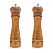 Kryddkvarn - Kryddkvarn i naturligt trämaterial med keramisk rotor, justerbar grovhet för perfekt malning, förbättrar smaken på din mat, 2-pack