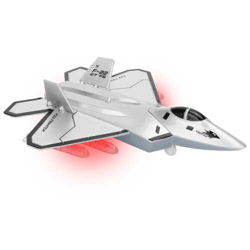 F‑22 Pull Back Alloy Airplane Model with Light & Sound, Silver, 19x15cm