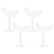 1 Set mit 4 vogelförmigen Cocktail- und Weingläsern, transparent