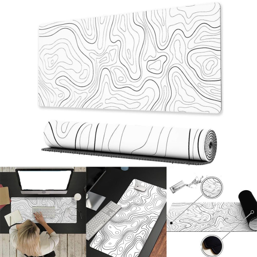 Gaming mousepad with stitched edges, 80x30/90x40cm, white
