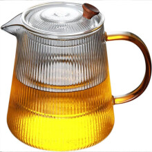 Théière en verre rayé avec anse, résistant à la chaleur et à l'épaisseur, 1000 ml