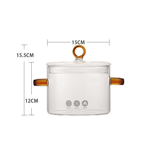 Glazen pot met deksel, dubbele handgreep, 1,5L 1