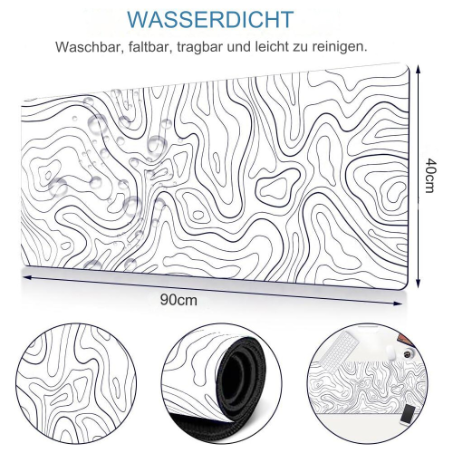 Gaming mousepad with stitched edges, 80x30/90x40cm, white 1