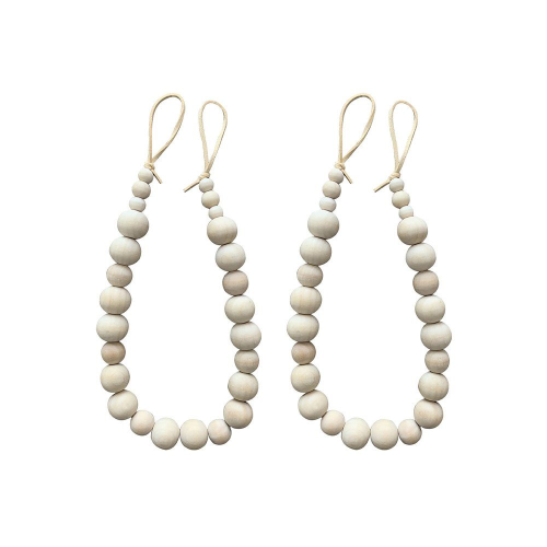 Fermatende in perline di legno, stile boho, 2 pezzi