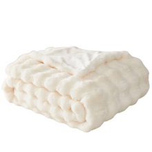 Couverture en fausse fourrure douce et moelleuse, couverture légère et câline, 1 pièce blanche