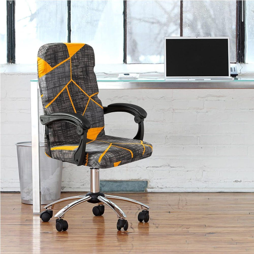 Housse lavable pour chaise de bureau pivotante (Orange/Gris, L) 2