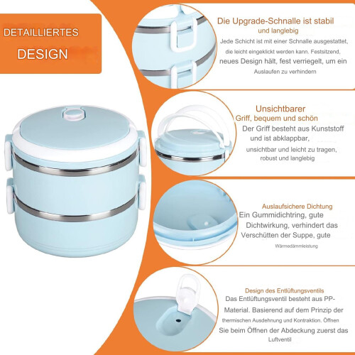 Boîte à lunch isotherme empilable pour aliments chauds 2
