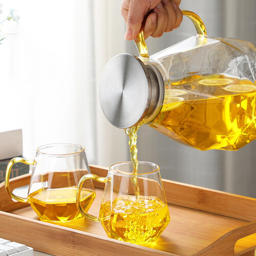 Karaffe 2.2 Liter, Glaskanne mit Deckel,  Transparent 2