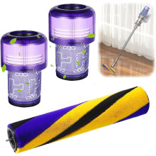 V12 Filter für Dyson,Mit 1 Stück Ersatzbürste und 2 Stück Ersatzfilter