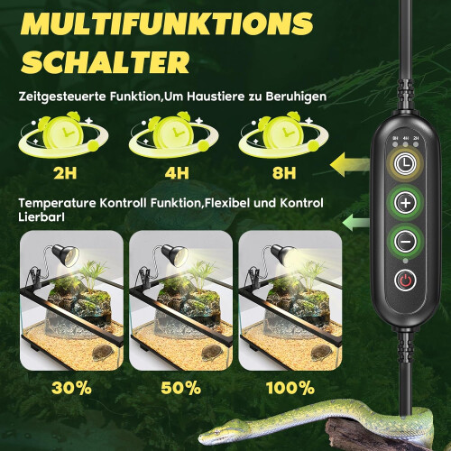 Warmtelamp voor schildpadden, E27 terrarium warmtelamp met timer 2