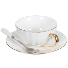 1 Set Kaffeetassen aus feinem Knochenporzellan, weiß, im britischen Bürostil