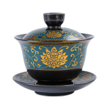 1 Set Keramik-Teekanne mit Tassen und Tablett, chinesisch