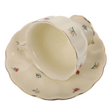 1 Set Tasse und Untertasse Keramik, robust, französisch