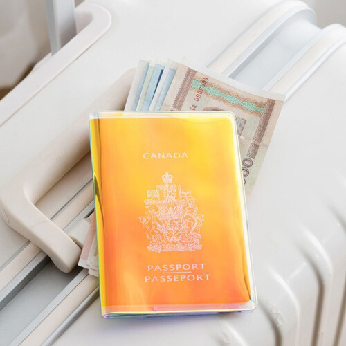 1 porta pasaporte corto transparente con múltiples compartimentos 2