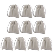 10 bolsas con cordón sin pelusa de 9 x 7 cm, para guardar joyas, de color gris