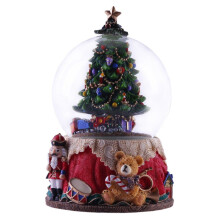 1 Kerstkristallen bol muziekdoos tafeldecoratie bureauornament