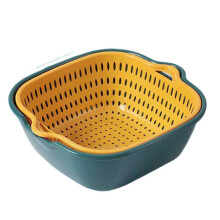 Cesto escorredor para pia de cozinha, escorredor de camada dupla 2 em 1 com design de drenagem eficiente, escorredor multifuncional para frutas.
