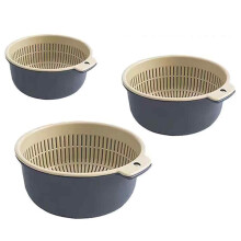 Conjunto de escorredor de alimentos para cozinha, escorredor de plástico removível com várias camadas e design de drenagem dupla, cestos para