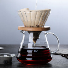 Picurător de cafea din sticlă borosilicată rezistent la căldură, aparat de cafea pentru 1-4 căni, cu suport detașabil din bambus, ușor de