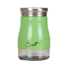 Saleiro e pimenteiro estilo vintage com tampa de aço inoxidável e corpo de vidro transparente. Recarregáveis e fáceis de usar, ideais para