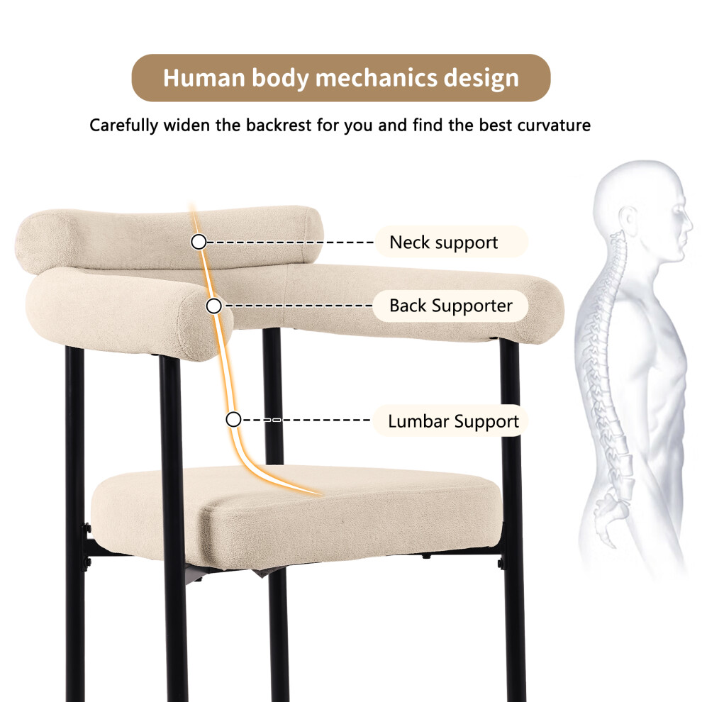 6 Cream Faux Suede Dining Chairs with Armrests Comfortable Upholstered Dining Room & Kitchen Chairs in Multiple Colour Options-image-OPC-PMXFXX5-NEW